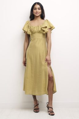 Nobody's Child Olive Green Dove Midi Dress TENCEL™ LYOCELL