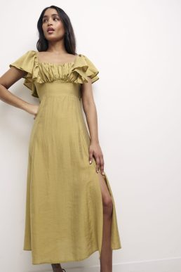 Nobody's Child Olive Green Dove Midi Dress TENCEL™ LYOCELL