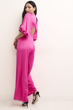 Nobody's Child Pink Puff Sleeve Melita Jumpsuit