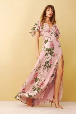 Reformation Shayla Floral Maxi Dress Blush Pink Multi
