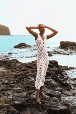 Monsoon Pointelle stitch beach midi dress ivory