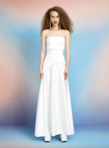 SOLACE LONDON Ava strapless panelled gown, Ivory