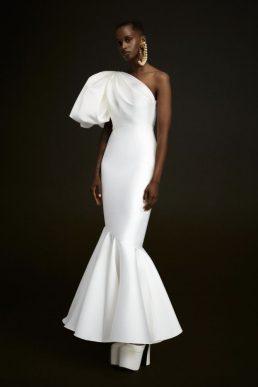 SOLACE LONDON Arden off-the-shoulder draped maxi dress Ivory