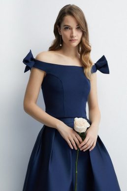 Coast Bow Shoulder Cowl Back Bridesmaid Maxi Dress Pale Blue