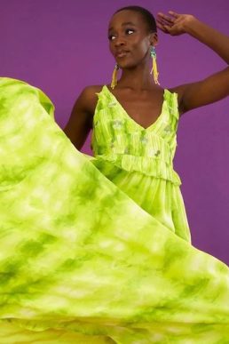 Monsoon Dalila tie dye dress with sustainable viscose green