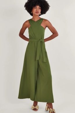 Monsoon Jersey smart cross-over jumpsuit green