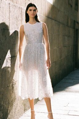 SELF-PORTRAIT Embellished Bridal Midi Dress White