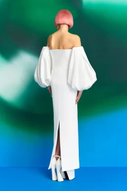 SOLACE LONDON Carmen off-the-shoulder maxi dress Ivory