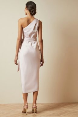 Ted Baker Gabie One Shoulder Drape Midi Dress Light Pink Blush