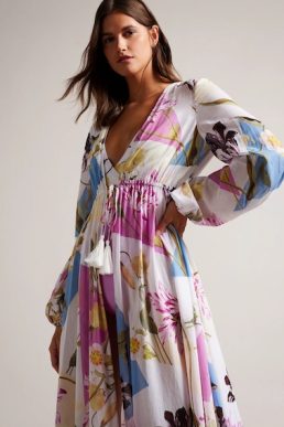 Ted Baker Rozlyn Floaty Floral Maxi Cover Up Pink White Multi