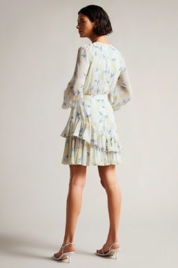 Suziiee Waisted Mini Dress With Asymmetric Ruffles