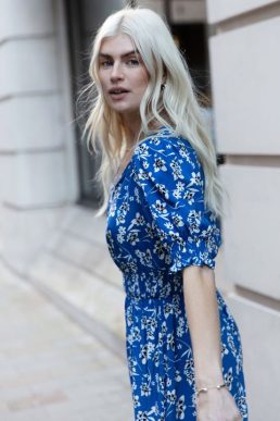 Threadbare Women's Blue Floral Button Down Front Midi Dress