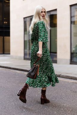 Threadbare Women's Green Leopard Print Midi Wrap Dress