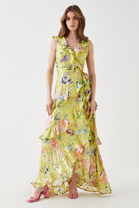 Metallic maxi dress uk sale