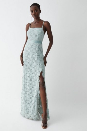Coast Square Neck Stretch Lace Bridesmaids Maxi Dress Sage