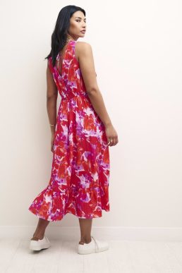 Nobody's Child Brushstroke Floral V-Neck Amy Sleeveless Midi