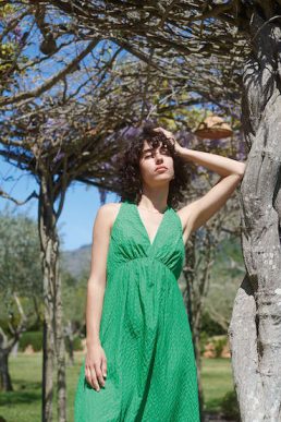 Nobody's Child Green V-Neck Sleeveless Amy Midi Dress