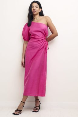 Nobody's Child Pink One Shoulder Cut Out Detail Aubrey Midi