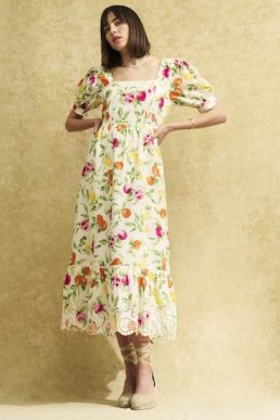 Nobody's Child White Fruit Print Isla Midaxi Dress multi