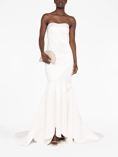 ROTATE ROTATE bandeau-style fishtail bridal gown, Ivory