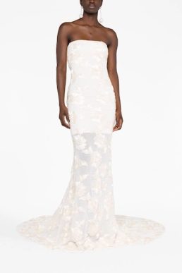 ROTATE Egret floral-embroidered bridal gown Ivory