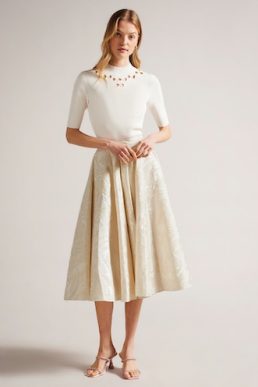Ted Baker Alannas Jacquard Paisley Full Skirt Natural