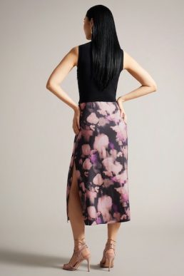 Ted Baker Elliha Sleeveless Mockable Dress With Floral Slip Skirt