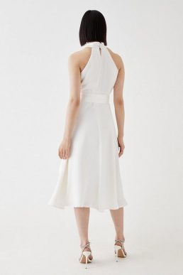 Coast Premium Halter Neck Belted Midi Dress Ivory