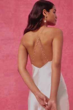 Hervanr Aubrey Satin Halter Bias Dress Buttermilk Ivory