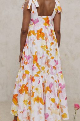 Hervanr Olivia Tie-Strap Maxi Dress Floral Multi