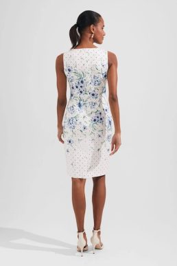 Hobbs Fiona Floral Shift Dress Ivory Blue Multi