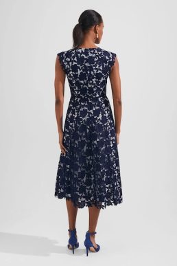 Hobbs Pheobe Lace Dress Pale Blue Navy