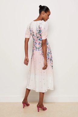 Hobbs Ridley Silk Dress Ivory Multi