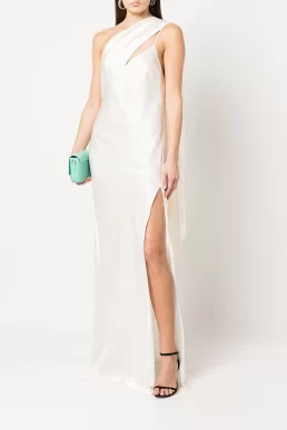 Michelle Mason drape-panel silk gown White
