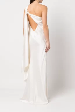 Michelle Mason drape-panel silk gown White