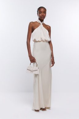 River Island Pink Blush Bridesmaid Halter Maxi Dress