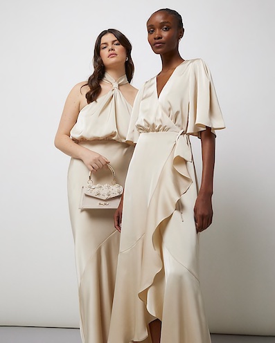 River Island Cream Bridesmaid Halter Maxi Dress