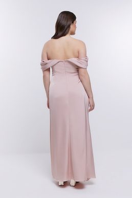 River Island Pink Blush Bridesmaid Bardot Maxi Dress