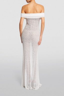 SELF-PORTRAIT Beaded Maxi Dress White