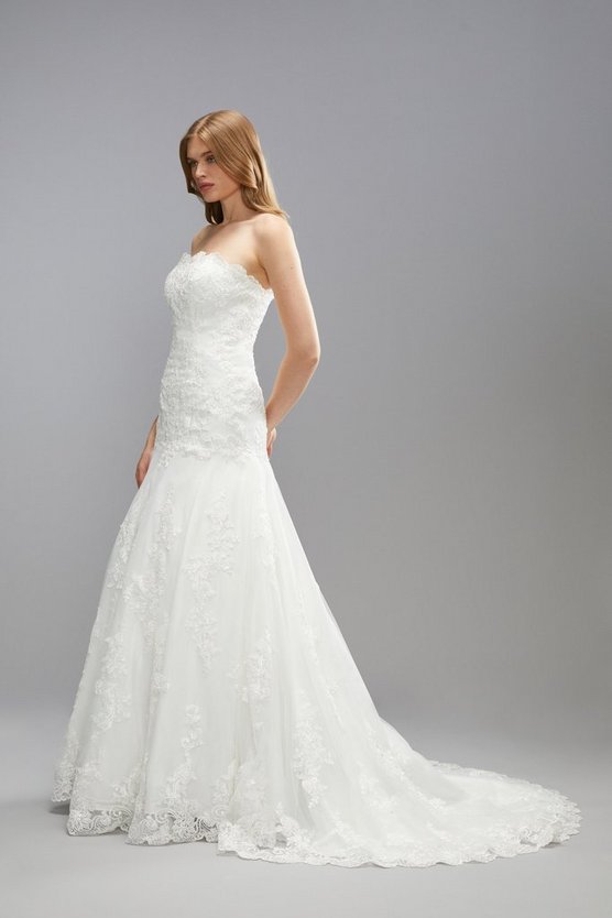 Ivory fishtail skirt online