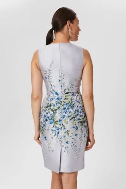 Hobbs Sofia Jacquard Dress Pale Blue Multi