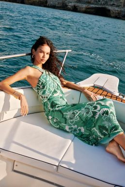 Monsoon Clo botanical print crossover maxi dress green multi