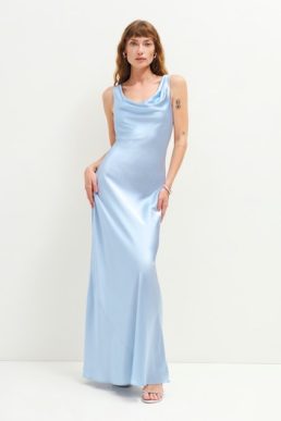Reformation Annabelle Silk Maxi Bridal Dress Light Blue Horizon