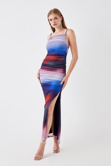 Coast Sophie Habboo Ombre Satin Ruched Dress Multi