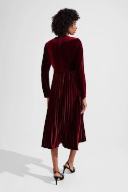 Hobbs Rosalie Velvet Dress Deep Red