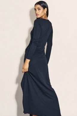 Nobody's Child Black Side Slit Gathered Lenka Maxi Dress
