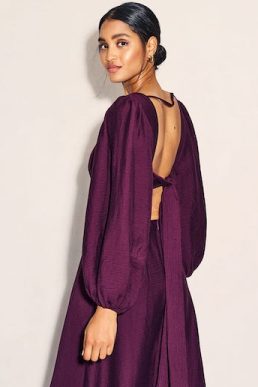 Nobody's Child Burgundy Balloon Sleeve Zola Midaxi Dress