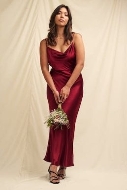 Nobody's Child Burgundy Trixie Bridesmaid Midaxi Dress