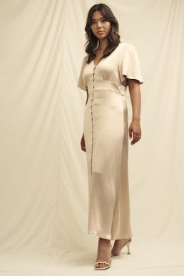 Nobody's Child Champagne Satin Erin Bridesmaid Midaxi Dress