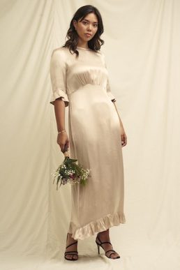 Nobody's Child Champagne Satin Fleur Bridesmaid Midaxi Dress